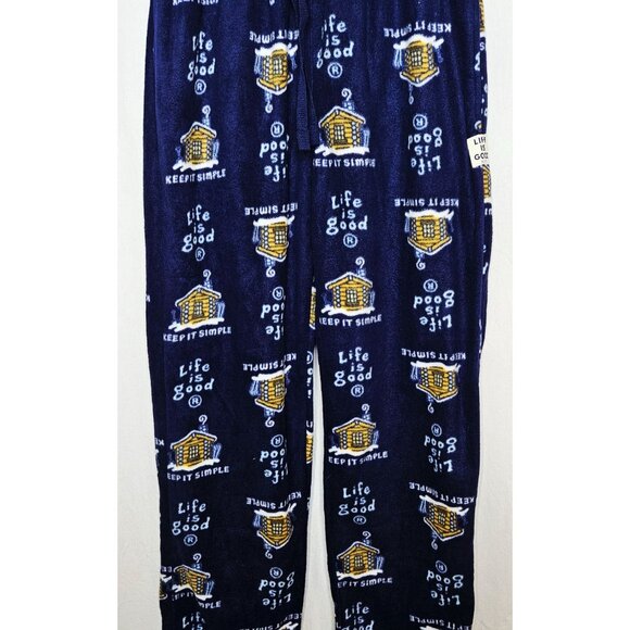 Life Is Good Men's Blue Fleece Pajama Lounge Pants Keep It Simple Cabin Medium - Picture 1 of 7